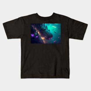 Submarine Docked at Cyberpunk 'Atlantis' Kids T-Shirt